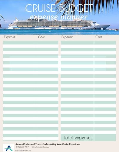 cruise budgeting sheet Aurora Cruises and Travel